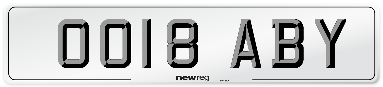 OO18 ABY Number Plate from New Reg